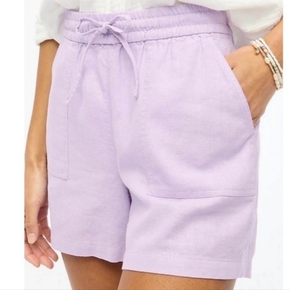 J. Crew Factory Linen Drawstring Shorts Purple Women’s Size XS NWOT - Picture 1 of 4